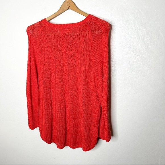 Anthropologie Rosie‎ Neim Salmon Red Knit Sweater Tunic Medium M - Picture 5 of 10